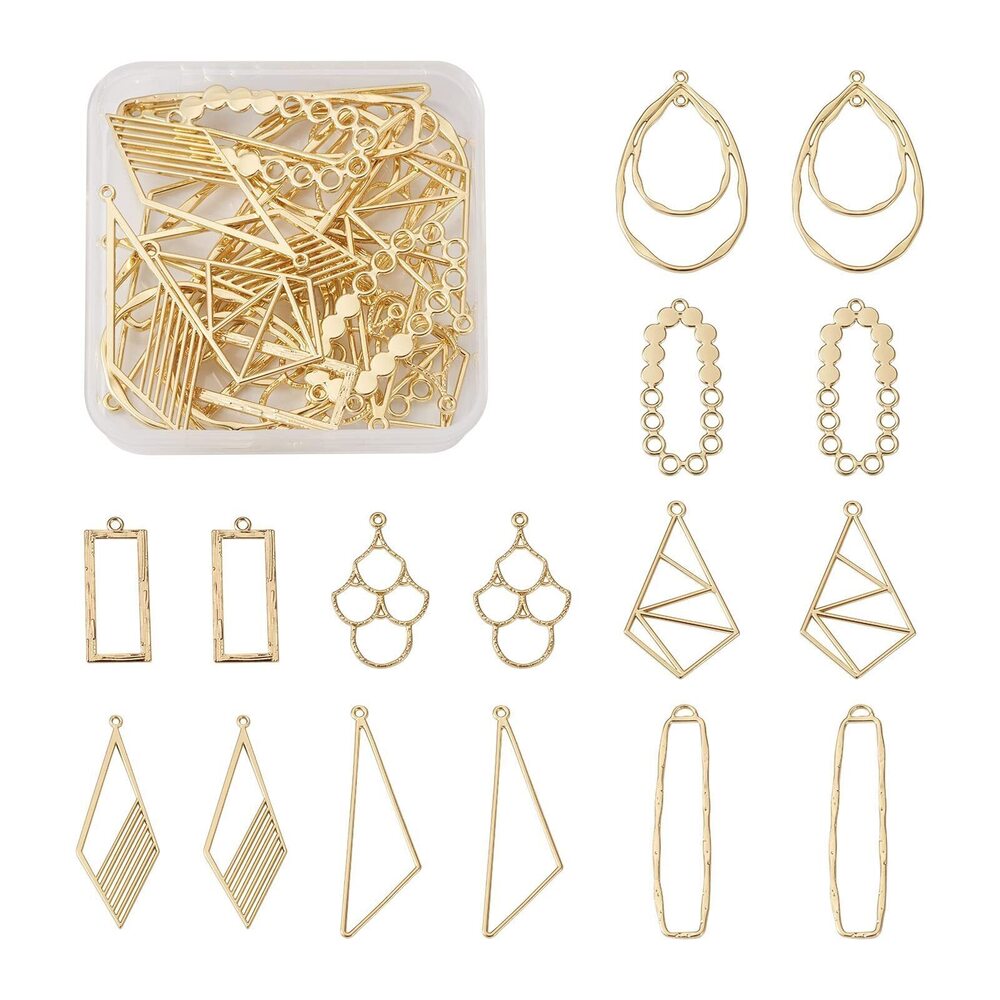 8969 Alloy Geometric Open Back Bezel Frame Big Pendants Bezel Blank Trays